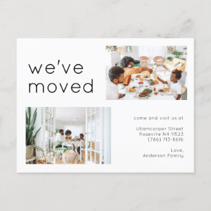 Modern Two Family Photo Minimalist Moving Announcement Postcard