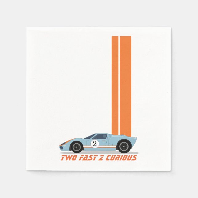 Modern Two Fast Race Car Boy 2nd Birthday Napkin (Front)