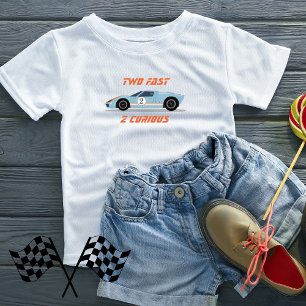 Modern Two Fast Race Car Boy 2nd Birthday Toddler T-Shirt