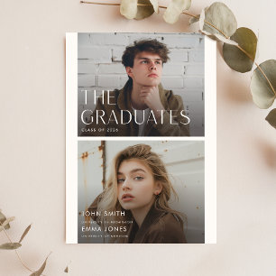 Modern Two Graduates Double Joint Graduation Party Invitation