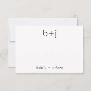 Modern Two Initial Monogram Couple Stationery Card