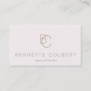 Modern Two Initial Monogram Pale Pink Beauty Business Card