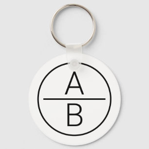 Modern Two Initials Monogram Key Ring