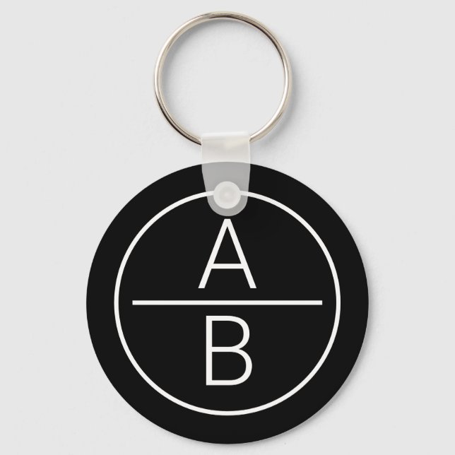 Modern Two Initials Monogram Key Ring (Front)