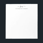 Modern Two Monogram Initial Girly Script Swash Notepad<br><div class="desc">Elegant Two Monogram Initial Girly Script Swash Black Personalised Notepad</div>