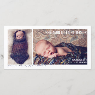 Modern Two Photo Baby Boy Birth Announcement