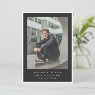 Modern Two Photo Black and White Graduation Party Invitation