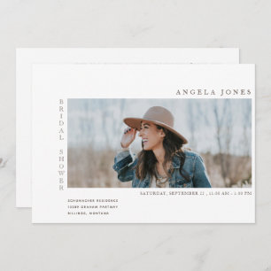 Modern Two Photo Bridal White Invitation