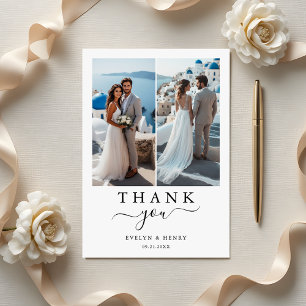 Modern Two Photo Destination Wedding Thank You Card