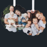 Modern two photo double sided custom text Hanukkah Tree Decoration Card<br><div class="desc">Modern two photo double sided custom text Hanukkah Ornament Card.
Custom photo image or picture with fully customisable white text on front side and custom second photo on the back.


Photo credit freepik</div>