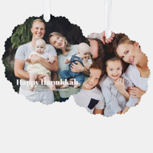 Modern two photo double sided custom text Hanukkah Tree Decoration Card