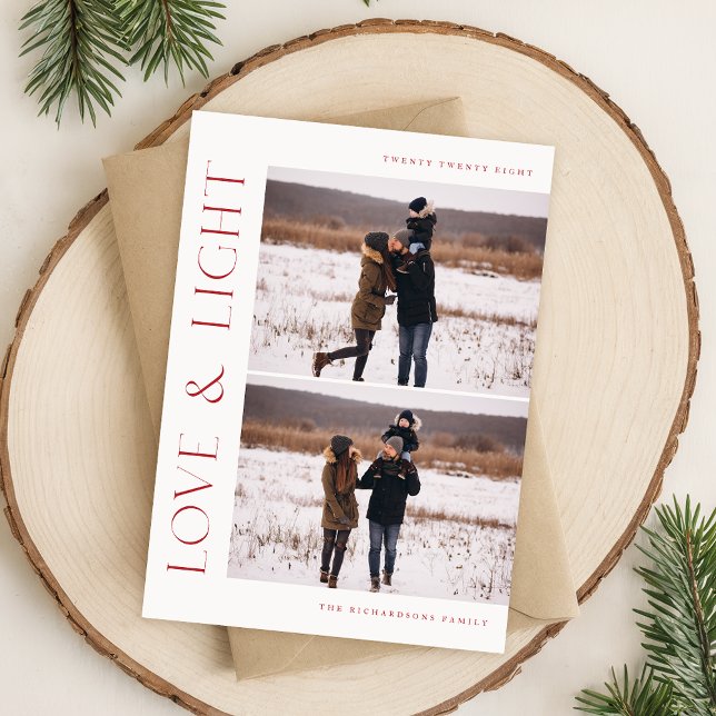 Modern Two Photo Family Christmas Holiday Postcard (Creator Uploaded)
