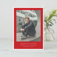 Modern Two Photo Red and White Graduation Party