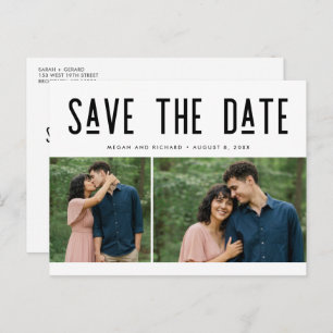 Modern Two Photo Wedding Save the Date Postcard