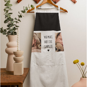 Modern Two Photo   You Make Our Life Complete  Apron