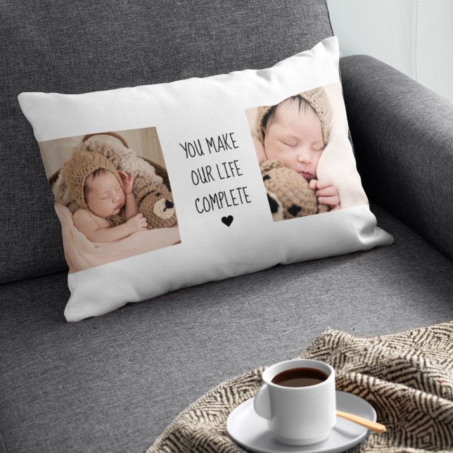 Modern Two Photo | You Make Our Life Complete  Lumbar Cushion (Creator Uploaded)