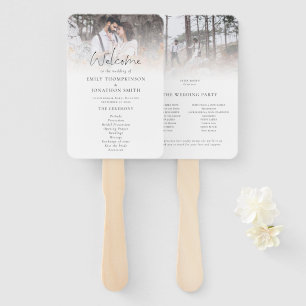Modern Two Photos Overlay Wedding Program Hand Fan
