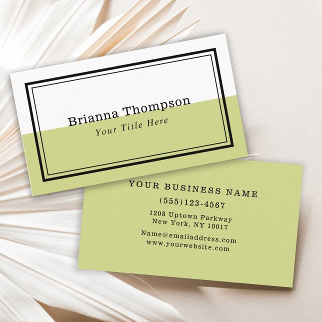 Modern Two Tone Colour Block Lime Green Business Card (Creator Uploaded)