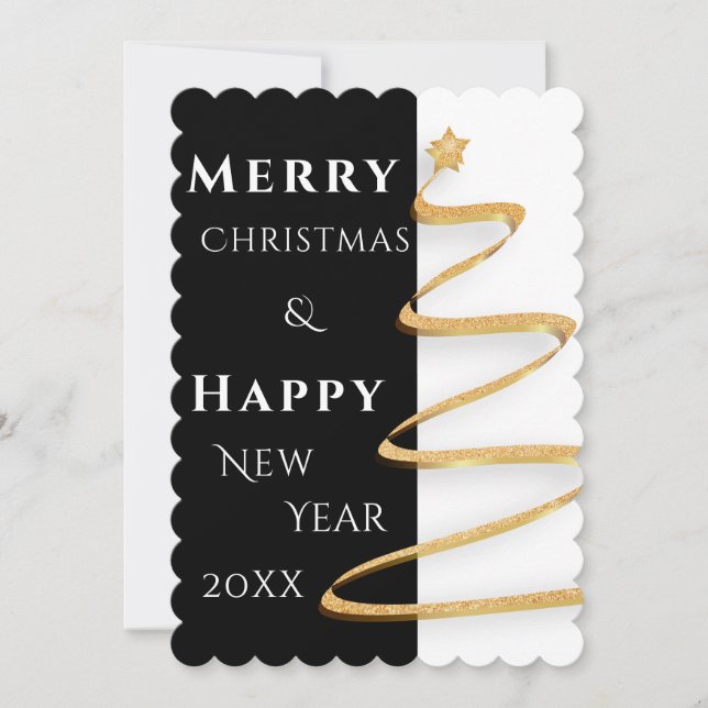 Modern Two Tone Colours Christmas Greetings Card (Front)