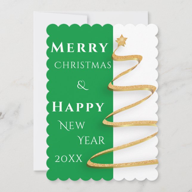 Modern Two Tone Colours Merry Christmas Wishes Car Holiday Card (Front)