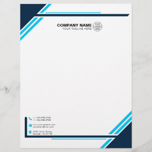 Modern two tones of Blue Geometric Custom Letterhead