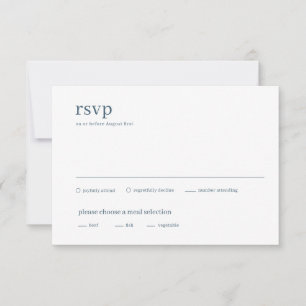 Modern Type Blue and White Minimalist Wedding RSVP Card