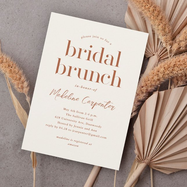 Modern Type Boho Bridal Brunch Invitation (Modern typography boho bridal brunch shower invitation.)