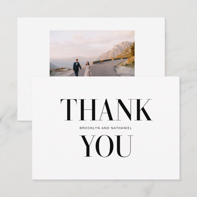 Modern Type Bold Wedding Thank You Photo Card (Front/Back)
