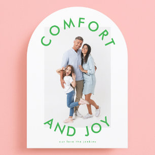 Modern Type Comfort Joy Photo Christmas Arch Card
