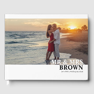 Modern Type Custom Photo Wedding Guest Book