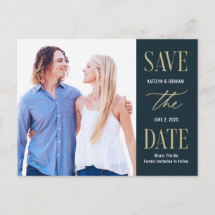 Modern Type EDITABLE COLOR Save The Date Postcard