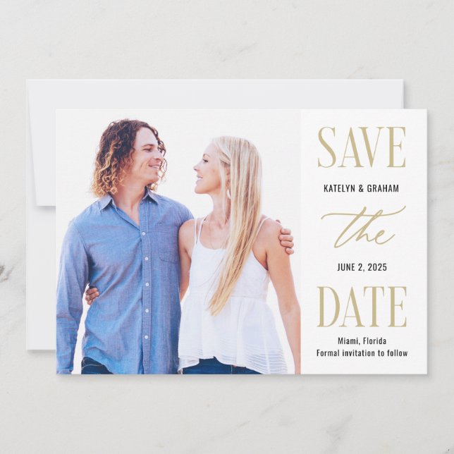 Modern Type Editable Colour Save The Date Card (Front)
