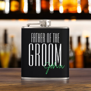 Modern Type Father of the Groom Personalised Hip Flask