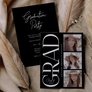 Modern Type Graduation Party Photo Invitation Card