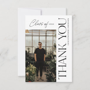 Modern Type Graduation Thank You Photo Black Card
