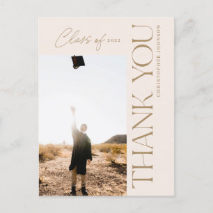 Modern Type Graduation Thank You Photo Gold Blush Postcard