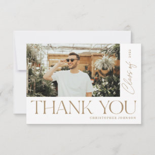 Modern Type Graduation Thank You Photo Gold Card