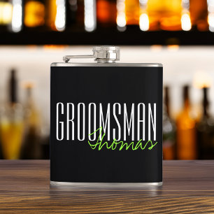 Modern Type Groomsman Personalised Bridal Party Hip Flask