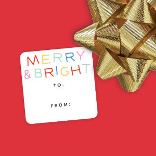 Modern Type Holiday Merry & Bright Gift Tags