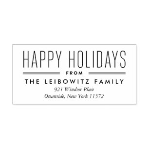 Modern Type Holiday Return Address Stamp