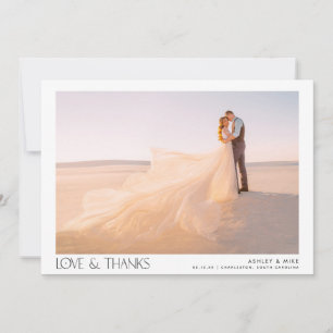 Modern Type Love & Thanks 2 Photo Wedding Thank You Card