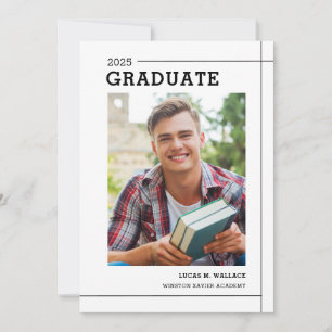 Modern Type Minimal Photo Graduation Party Invitation