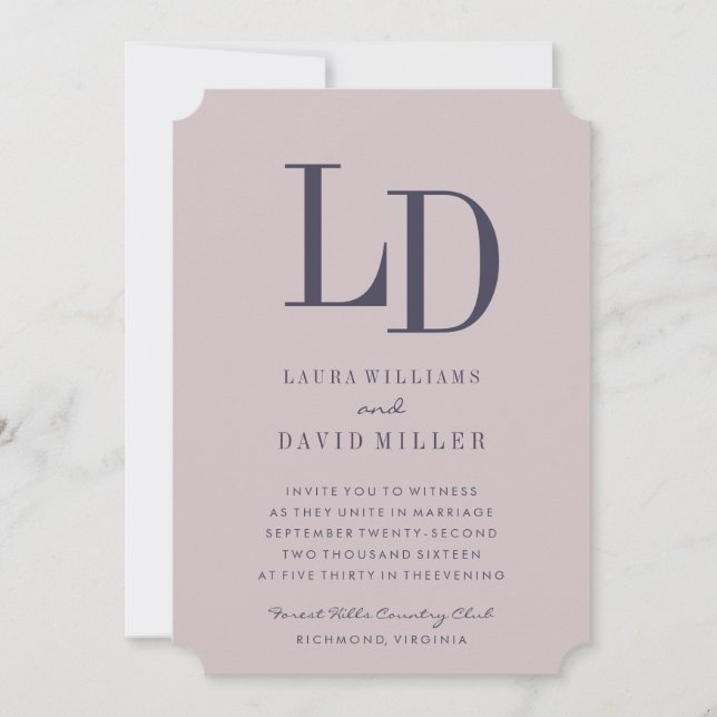 Modern Type Monogram Wedding Invitation (Front)