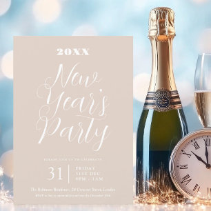MODERN TYPE New Years Eve Party Champagne Invitation