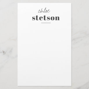 Modern type personalised stationery
