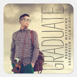 Modern Type Photo Graduation Sticker