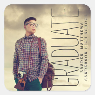 Modern Type Photo Graduation Sticker