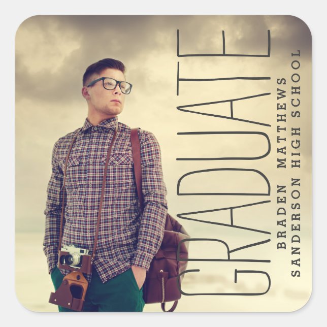 Modern Type Photo Graduation Sticker (Front)