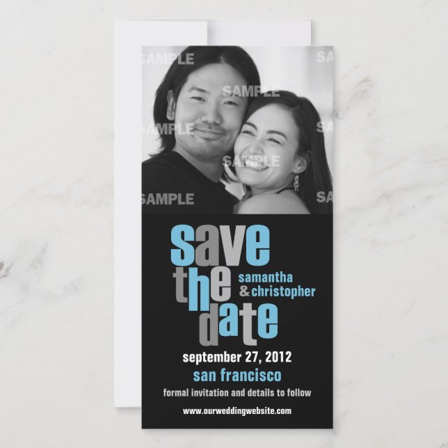 Modern Type Save The Date Photo Card (Front)