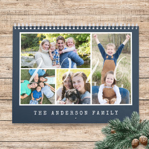 Modern Typewriter 4 Family Photos Per Month 2026 Calendar